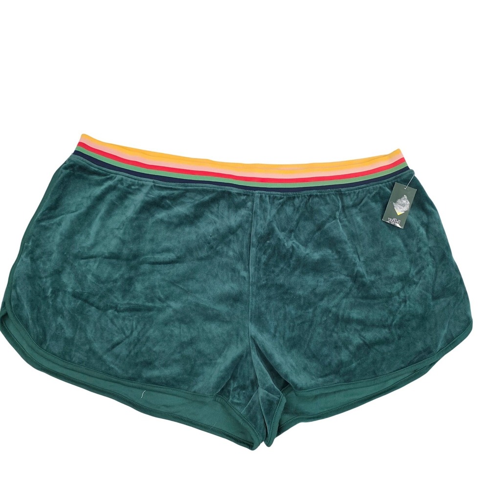 Wild Fable Green Velour Rainbow Waistband Dolphin Shorts Womens 3X NWT